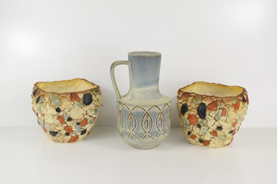 Lot 371 - Two vintage Sylvac "Pebble Ware" square vases...