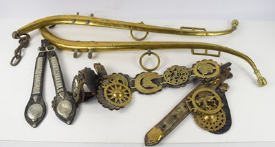 Lot 142 - Two brass horse hames together with various...