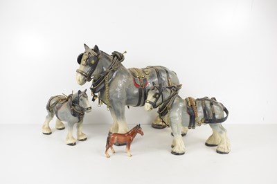 Lot 344 - Three ceramic Shire horse ornaments together...