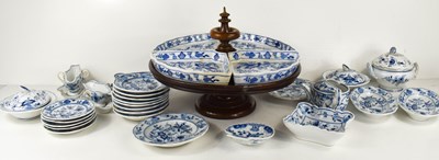 Lot 393 - A miniature pottery blue and white part dinner...