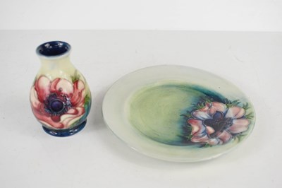 Lot 421 - A Moorcroft vase and dish, both in the anemone...