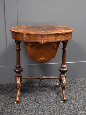 Lot 528 - A Victorian burr walnut veneered work box, the...