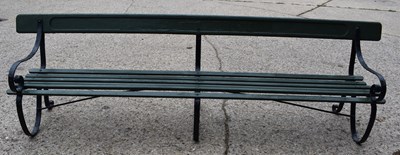 Lot 540 - A wrought iron railway station bench of large...