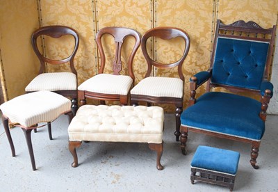 Lot 514 - A pair of Victorian hoop back chairs together...