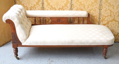 Lot 521 - A late Victorian mahogany chaise lounge, the...