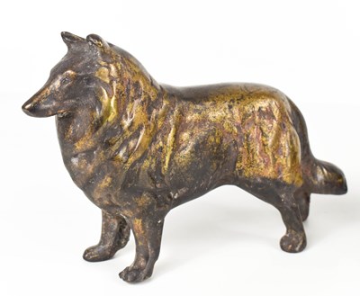 Lot 107 - A 20th century bronze collie dog, no apparent...