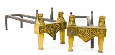 Lot 105 - A pair of Egyptian revival brass and iron...