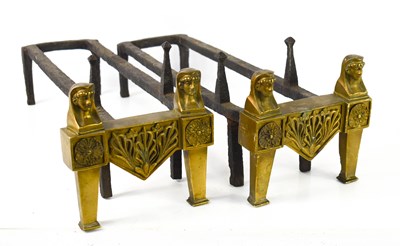 Lot 105 - A pair of Egyptian revival brass and iron...