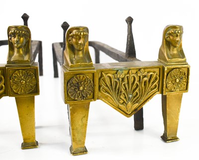 Lot 105 - A pair of Egyptian revival brass and iron...