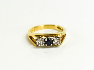 Lot 135 - An 18ct gold, diamond and sapphire three stone...