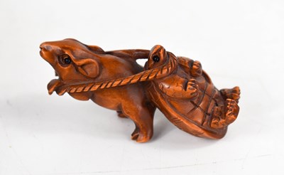 Lot 145 - A boxwood netsuke of a rat and a tortoise,...