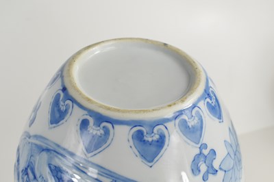 Lot 73 - A large Chinese blue and white vase of ovoid...