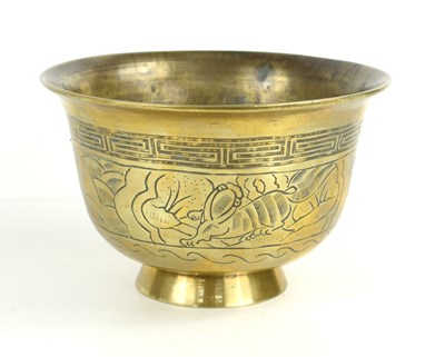 Lot 119 - A Chinese bronze bowl, with deeply engraved...