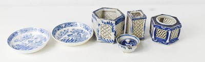 Lot 65 - A group of Chinese slab sided blue and white...