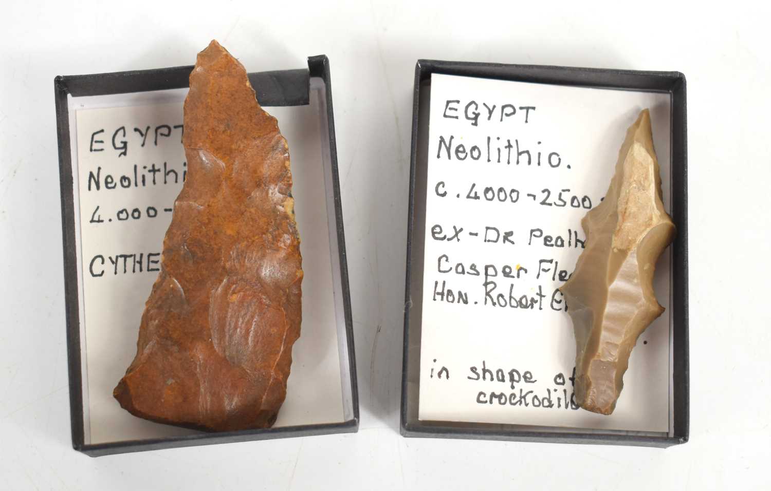 Lot 406 - An Egyptian Neolithic flint in the stylised...