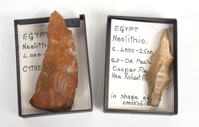 Lot 406 - An Egyptian Neolithic flint in the stylised...