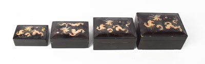 Lot 153 - A set of four lacquered Chinese boxes, with...