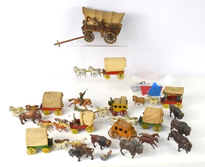 Lot 283 - A group of vintage diecast covered wagons and...