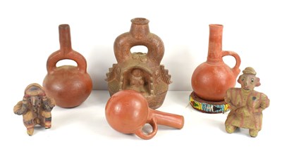 Lot 272 - Three South American terracotta jars, one jar...