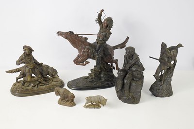 Lot 270 - A group of resin and spelter sculptures to...