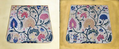 Lot 219 - A pair of English embroidered and crewel work...