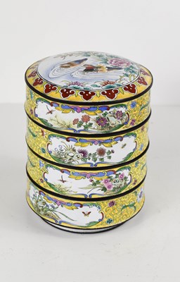 Lot 130 - A Chinese cloisonne stacking box or jar and...