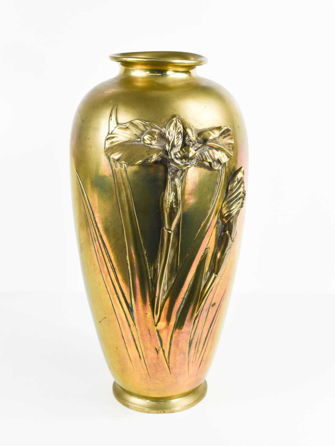 Lot 97 - A late 19th century Chinese bronze iris vase,...