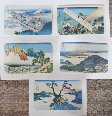 Lot 211 - A group of five rice paper colour prints,...