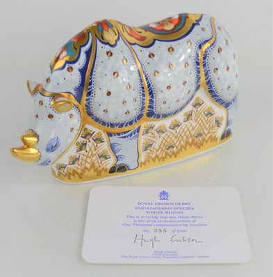 Lot 145 - A Royal Crown Derby paperweight, White Rhino,...