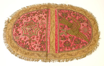 Lot 197 - A silk, embroidered altar cloth centrepiece,...