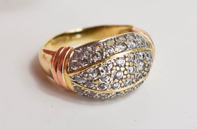 Lot 112 - A 14ct gold and white stone dress ring of...