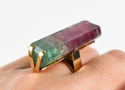 Lot 7 - A 9ct gold and watermelon tourmaline cocktail...