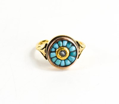 Lot 2 - A Georgian 18ct gold, seed pearl and turquoise...