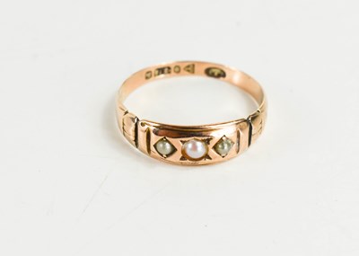 Lot 44 - A 9ct gold and seed pearl ring, the three seed...