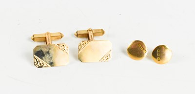 Lot 13 - A pair of 9ct gold cufflinks, 6.1g and a pair...