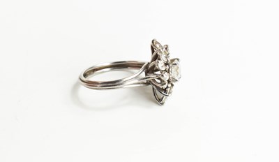 Lot 18 - A vintage diamond dress ring, of flowerhead...