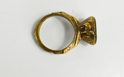 Lot 66 - A 19th century Byzantine style ring, the metal,...