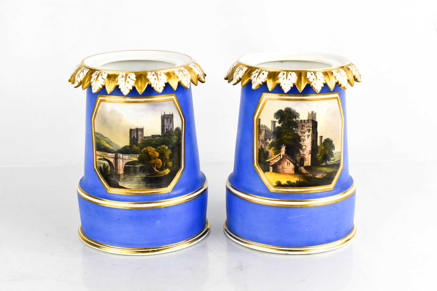Lot 36 - A pair of early Crown Derby vases, painted...