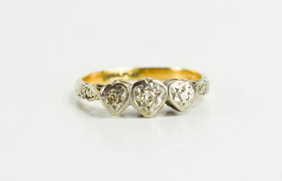 Lot 96 - An 18ct gold and platinum diamond ring, set in...