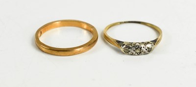 Lot 92 - A 9ct gold wedding band, size M, together with...