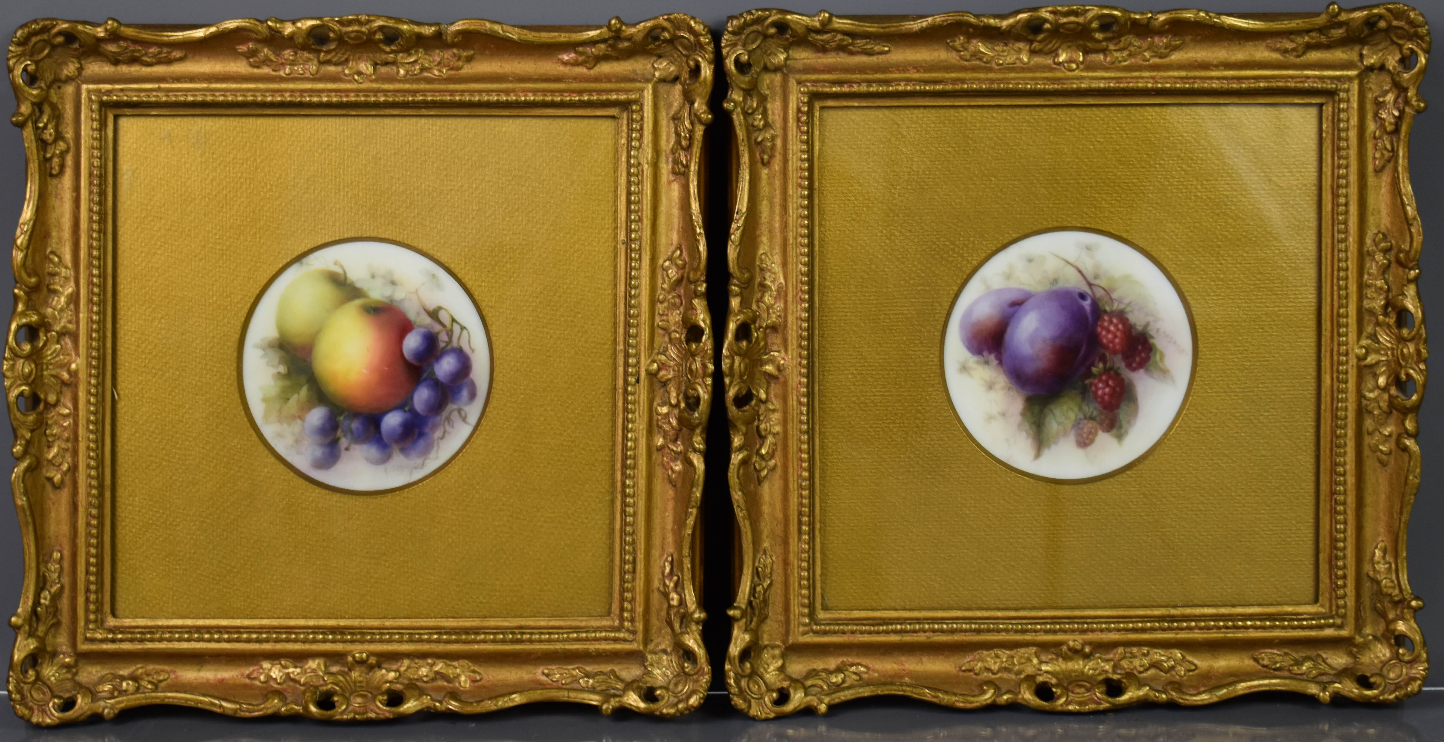 Lot 24 A pair of Royal Worcester porcelain plaques,