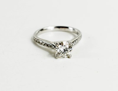 Lot 27 - A solitaire diamond and 950 platinum ring, the...