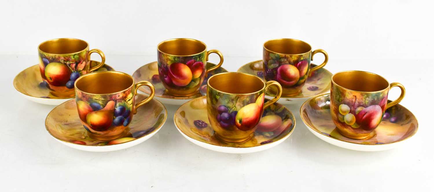 Lot 11 - A set of six Royal Worcester cups and saucers,...