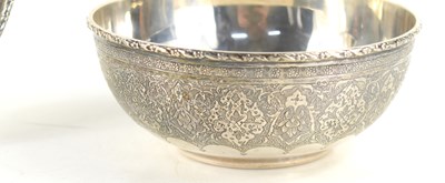 Lot 321 - A 20th century Iranian silver bowl and dish...