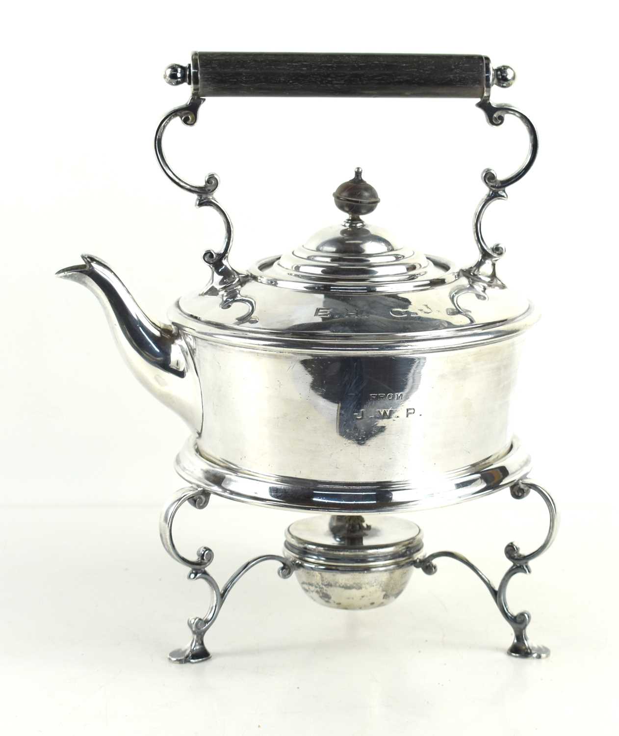 Lot 334 - A Victorian silver kettle on stand with burner,...