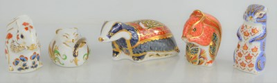 Lot 140 - A group of five Royal Crown Derby paperweights...