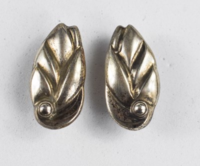 Lot 32 - A pair of Georg Jensen silver earrings, Danish,...