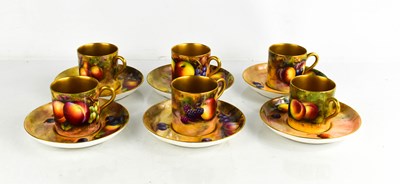 Lot 6 - A set of six Royal Worcester coffee cans and...