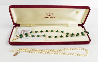 Lot 116 - A string of Jersey pearls with 9ct gold clasp,...