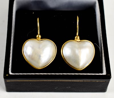 Lot 117 - A pair of 18ct gold and heart shaped blister...